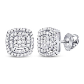 Sparkling Diamond Cluster Earrings in 10kt White Gold  Top View from Splendid Jewellery