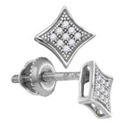 10kt White Gold Sparkling Diamond Square Kite Cluster Earrings  Top View from Splendid Jewellery