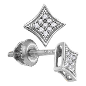 10kt White Gold Sparkling Diamond Square Kite Cluster Earrings  Top View from Splendid Jewellery