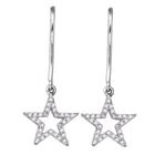 Stellar Brilliance: 10kt White Gold Womens Round Diamond Star Dangle Earrings 1/5 Cttw  Top View from Splendid Jewellery