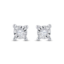 Load image into Gallery viewer, Radiant Brilliance: 10kt White Gold Diamond Stud Earrings - Captivating Elegance in Every Step Side view from the 10Kt White Gold Womens Round Diamond Stud Earrings 1 20 Cttwpin82549 collection by Splendid Jewellery