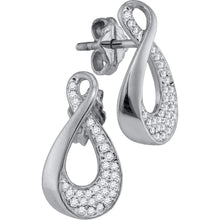 Load image into Gallery viewer, Sparkling Diamond Teardrop Cluster Earrings in 10kt White Gold  Top View from Splendid Jewellery
