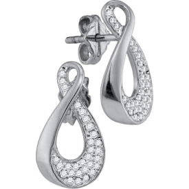 Sparkling Diamond Teardrop Cluster Earrings in 10kt White Gold  Top View from Splendid Jewellery