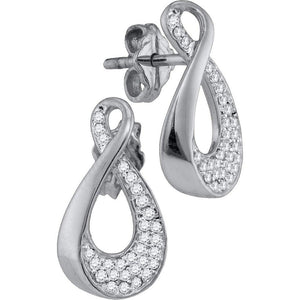 Earrings | 10kt White Gold Womens Round Diamond Teardrop Cluster Earrings 1/5 Cttw | Splendid Jewellery GND