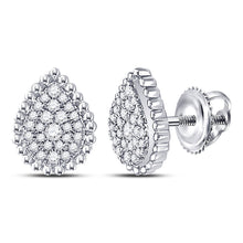 Load image into Gallery viewer, Splendid Jewellery&#39;s Diamond Teardrop Elegance Earrings Top view from the 10Kt White Gold Womens Round Diamond Teardrop Earrings 1 4 Cttwpin249962 collection by Splendid Jewellery
