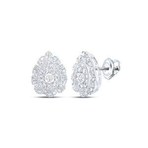 Earrings | 10kt White Gold Womens Round Diamond Teardrop Earrings 3/8 Cttw | Splendid Jewellery GND