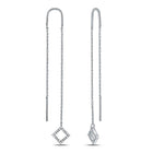 Sparkling Square Diamond Threader Earrings in 10kt White Gold  Top View from Splendid Jewellery