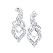 Load image into Gallery viewer, Diamond Twist Spade Stud Earrings: A Dazzling Masterpiece in 10kt White Gold Top view from the 10Kt White Gold Womens Round Diamond Twist Spade Stud Earrings 1 5 Cttwpin209161 collection by Splendid Jewellery