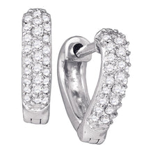 Load image into Gallery viewer, Heart&#39;s Desire Diamond Huggie Hoop Earrings  Top View from Splendid Jewellery
