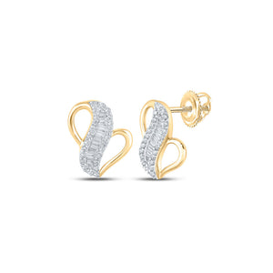 Earrings | 10kt Yellow Gold Womens Baguette Diamond Fashion Earrings 1/5 Cttw | Splendid Jewellery GND