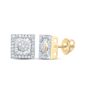 Earrings | 10kt Yellow Gold Womens Baguette Diamond Square Earrings 1-1/4 Cttw | Splendid Jewellery GND