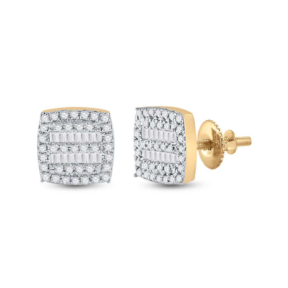 Earrings | 10kt Yellow Gold Womens Baguette Diamond Square Earrings 1/3 Cttw | Splendid Jewellery GND