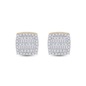 Earrings | 10kt Yellow Gold Womens Baguette Diamond Square Earrings 1/3 Cttw | Splendid Jewellery GND