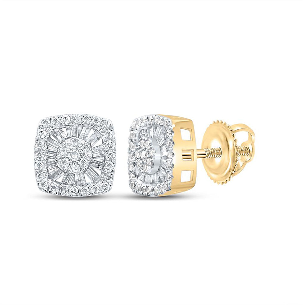 Earrings | 10kt Yellow Gold Womens Baguette Diamond Square Earrings 3/8 Cttw | Splendid Jewellery GND