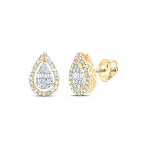 Earrings | 10kt Yellow Gold Womens Baguette Diamond Teardrop Earrings 3/8 Cttw | Splendid Jewellery GND