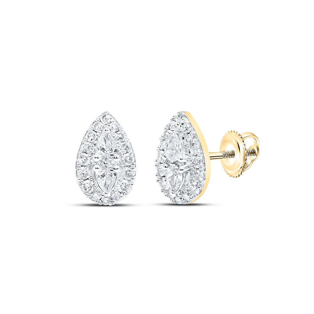 Earrings | 10kt Yellow Gold Womens Pear Diamond Teardrop Earrings 3/8 Cttw | Splendid Jewellery GND