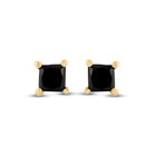 10kt Yellow Gold Women's Princess Black Diamond Stud Earrings product Side View from Splendid Jewellery