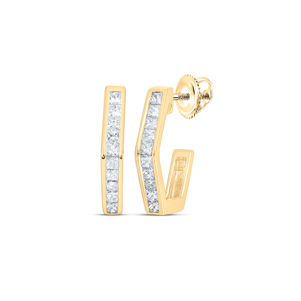 Earrings | 10kt Yellow Gold Womens Princess Diamond Half Hoop Earrings 1/2 Cttw | Splendid Jewellery GND