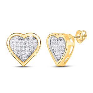 Earrings | 10kt Yellow Gold Womens Princess Diamond Heart Earrings 1/3 Cttw | Splendid Jewellery GND