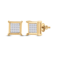 Load image into Gallery viewer, 10kt Golden Princess Diamond Square Earrings - A Dazzling Masterpiece product  Top View from Splendid Jewellery