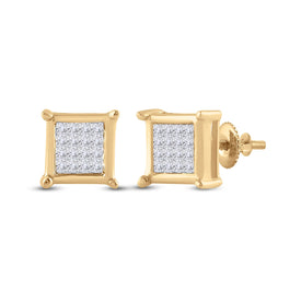 10kt Golden Princess Diamond Square Earrings - A Dazzling Masterpiece product  Top View from Splendid Jewellery