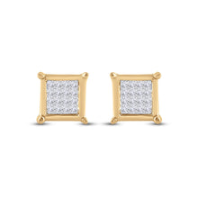 Load image into Gallery viewer, 10kt Golden Princess Diamond Square Earrings - A Dazzling Masterpiece product Side View from Splendid Jewellery