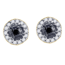Luxurious Noir Cluster Diamond Earrings in 10kt Yellow Gold  Top View from Splendid Jewellery