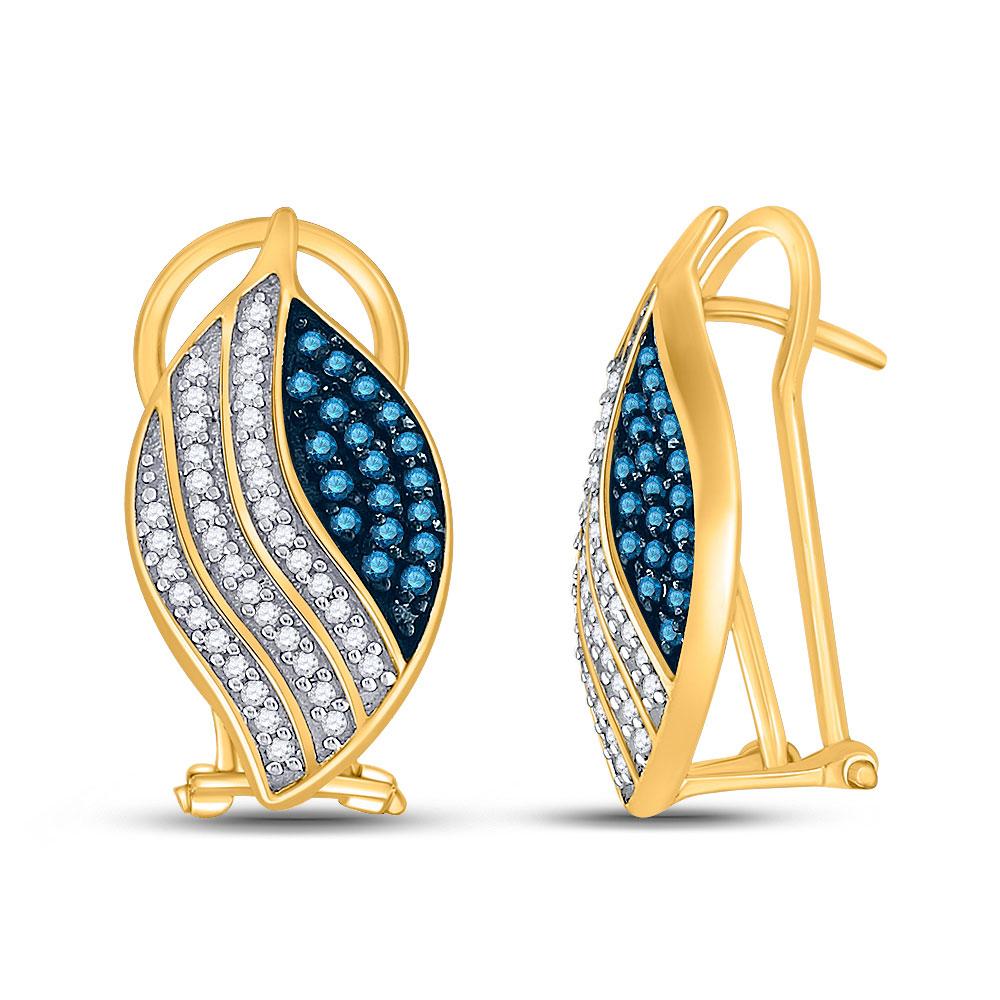 Earrings | 10kt Yellow Gold Womens Round Blue Color Enhanced Diamond Fashion Earrings 1/2 Cttw | Splendid Jewellery GND