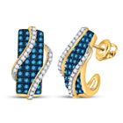 Sparkling Blue Diamond Half J Hoop Earrings - 1 Ct.t.w.  Top View from Splendid Jewellery