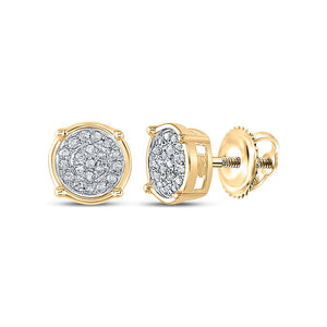 Earrings | 10kt Yellow Gold Womens Round Diamond Circle Cluster Earrings 1/10 Cttw | Splendid Jewellery GND