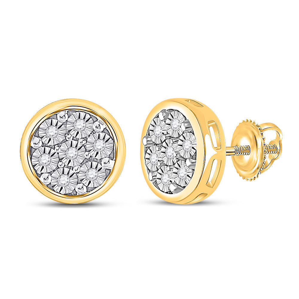 Earrings | 10kt Yellow Gold Womens Round Diamond Circle Cluster Earrings 1/20 Cttw | Splendid Jewellery GND