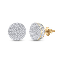 Load image into Gallery viewer, Captivating Cluster of Brilliance: 10kt Yellow Gold Womens Round Diamond Circle Cluster Earrings 1/3 Cttw product  Top View from Splendid Jewellery
