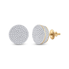 Captivating Cluster of Brilliance: 10kt Yellow Gold Womens Round Diamond Circle Cluster Earrings 1/3 Cttw product  Top View from Splendid Jewellery