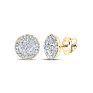 Earrings | 10kt Yellow Gold Womens Round Diamond Circle Cluster Earrings 1/6 Cttw | Splendid Jewellery GND
