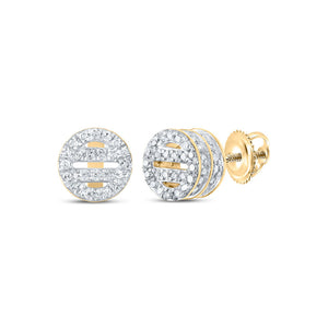 Earrings | 10kt Yellow Gold Womens Round Diamond Circle Earrings 1/3 Cttw | Splendid Jewellery GND