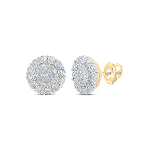 Earrings | 10kt Yellow Gold Womens Round Diamond Circle Earrings 1/3 Cttw | Splendid Jewellery GND