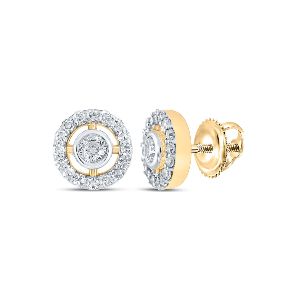 Earrings | 10kt Yellow Gold Womens Round Diamond Circle Earrings 1/4 Cttw | Splendid Jewellery GND