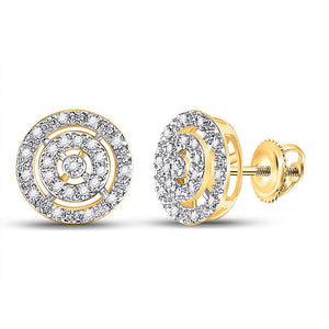 Earrings | 10kt Yellow Gold Womens Round Diamond Circle Stud Earrings 1/20 Cttw | Splendid Jewellery GND