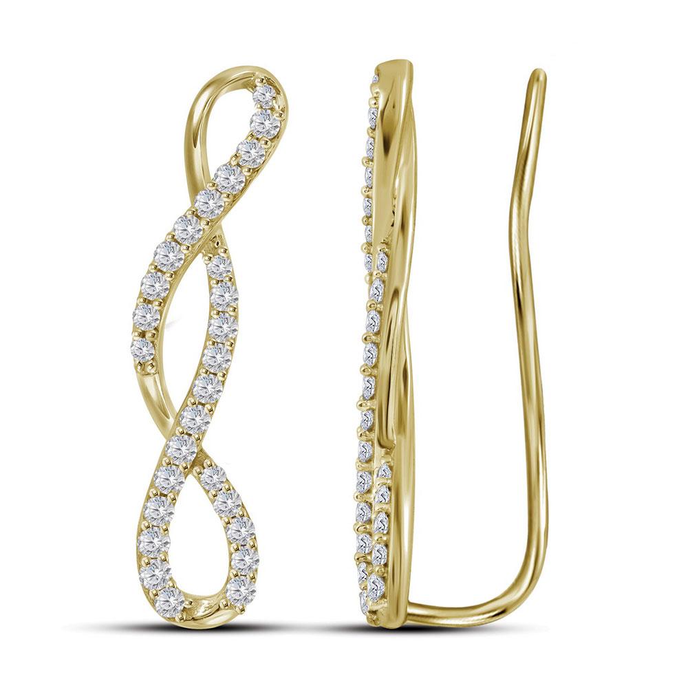 Earrings | 10kt Yellow Gold Womens Round Diamond Climber Earrings 1/2 Cttw | Splendid Jewellery GND
