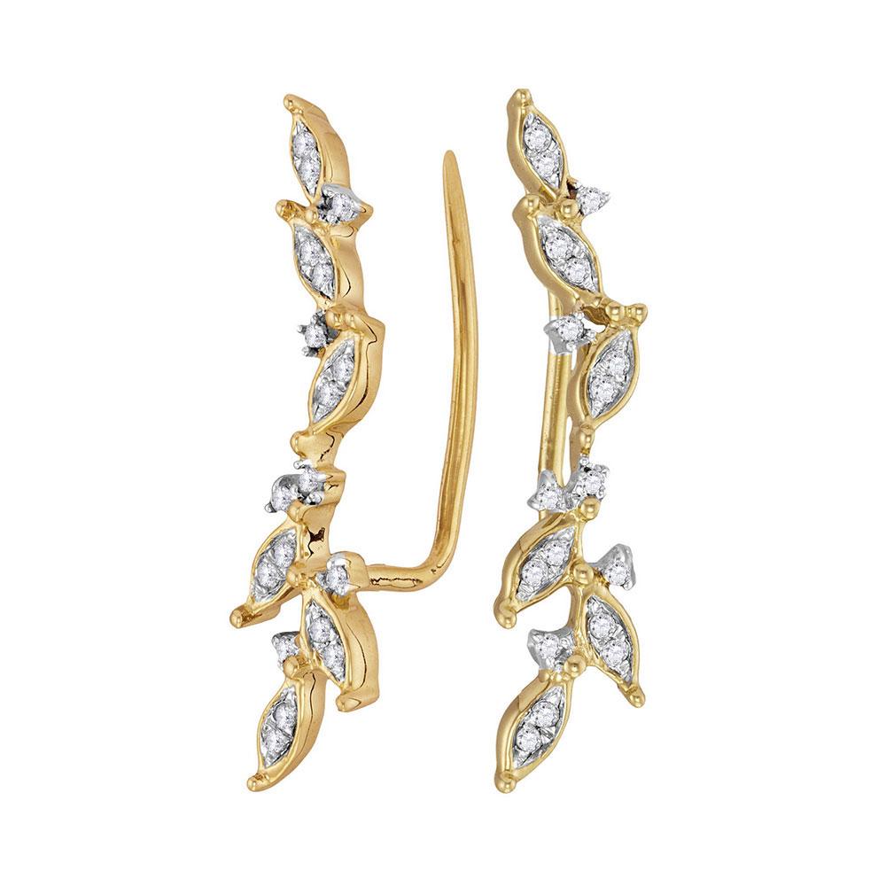 Earrings | 10kt Yellow Gold Womens Round Diamond Climber Earrings 1/5 Cttw | Splendid Jewellery GND