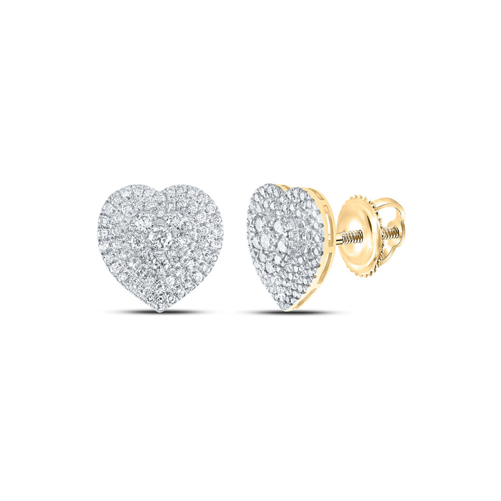 Earrings | 10kt Yellow Gold Womens Round Diamond Cluster Earrings 1-1/2 Cttw | Splendid Jewellery GND