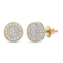 Load image into Gallery viewer, Captivating Brilliance: 10kt Yellow Gold Womens Round Diamond Cluster Earrings 1/2 Cttw product  Top View from Splendid Jewellery
