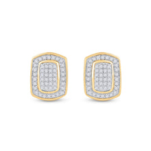 Load image into Gallery viewer, 10kt Yellow Gold Diamond Cluster Earrings: Timeless Elegance and Sparkling Sophistication product Side View from Splendid Jewellery