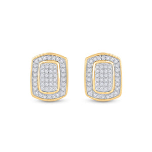 Earrings | 10kt Yellow Gold Womens Round Diamond Cluster Earrings 1/4 Cttw | Splendid Jewellery GND