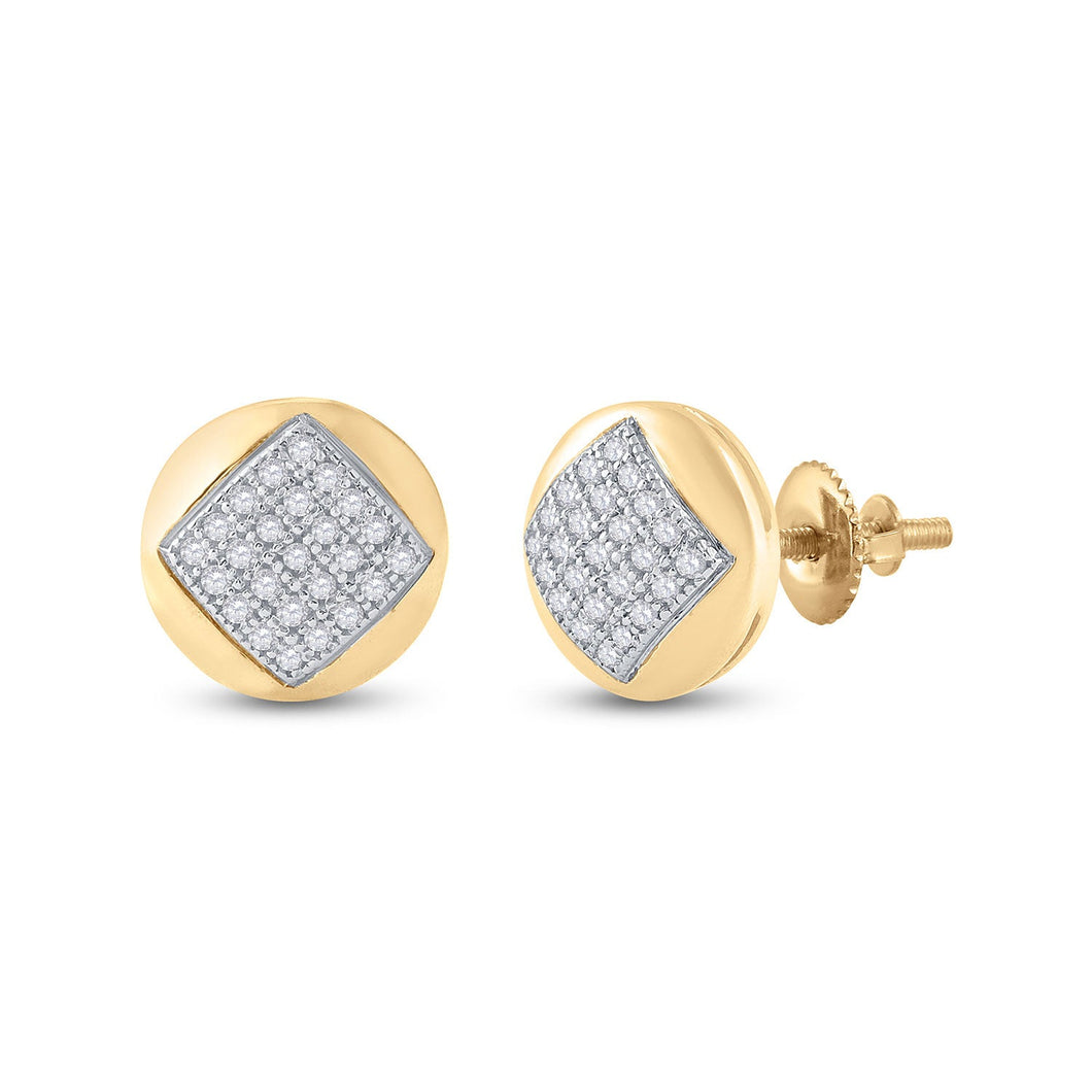 Earrings | 10kt Yellow Gold Womens Round Diamond Cluster Earrings 1/6 Cttw | Splendid Jewellery GND
