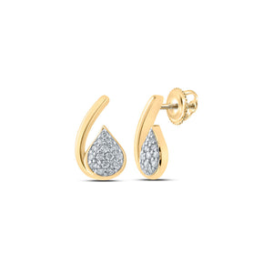 Earrings | 10kt Yellow Gold Womens Round Diamond Cluster Earrings 1/6 Cttw | Splendid Jewellery GND