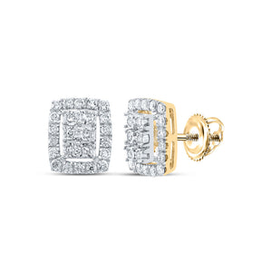 Earrings | 10kt Yellow Gold Womens Round Diamond Cluster Earrings 3/8 Cttw | Splendid Jewellery GND