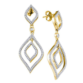 Radiant Brilliance: 10kt Yellow Gold Womens Diamond Dangle Earrings  Top View from Splendid Jewellery