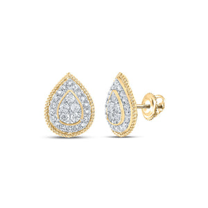 Earrings | 10kt Yellow Gold Womens Round Diamond Drop Cluster Earrings 1/2 Cttw | Splendid Jewellery GND