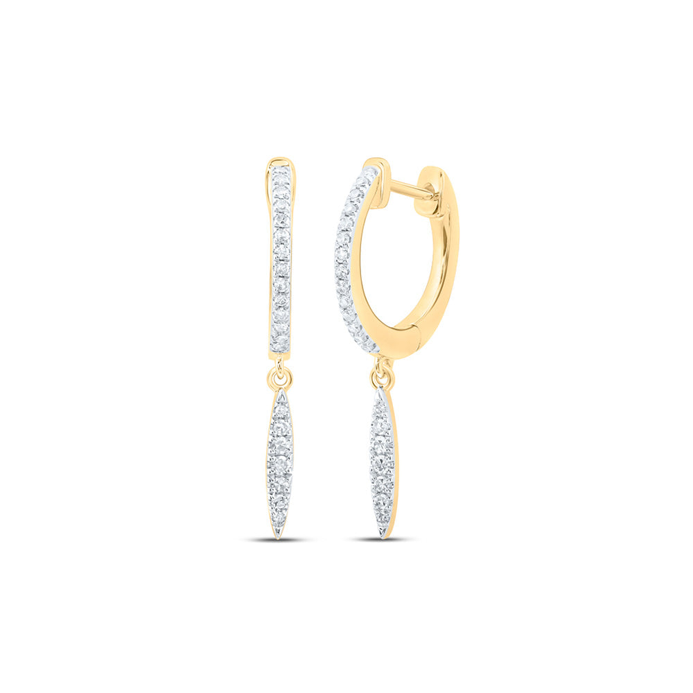 Earrings | 10kt Yellow Gold Womens Round Diamond Drop Dangle Earrings 1/6 Cttw | Splendid Jewellery GND